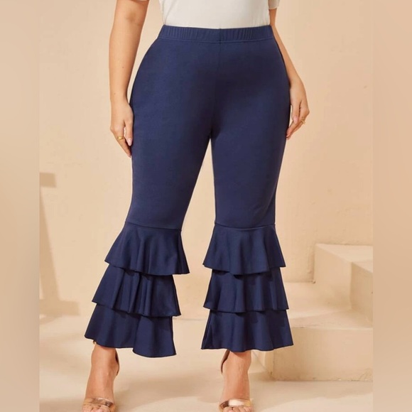 Layered Ruffle Hem Flare Leg Pants - Picture 5 of 5